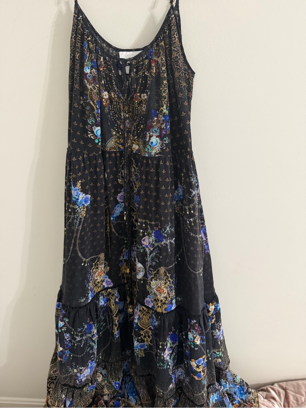Camilla Black Silk Maxi Dress with Front Tie Details - Picture 9 of 10